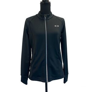 OAKLEY women's black running athletic zip up jacket Sz M